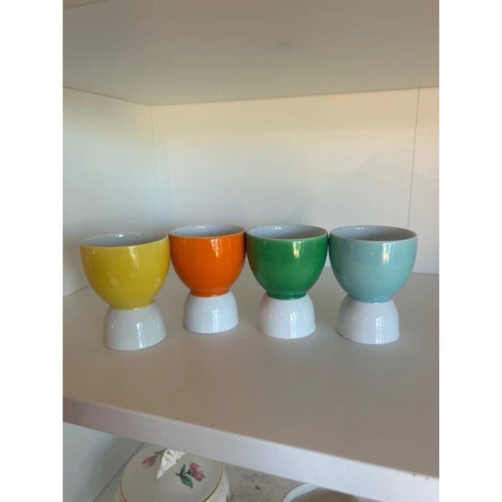 Vintage 1960s Japan Double Egg Cups Set of 4 Retro MCM